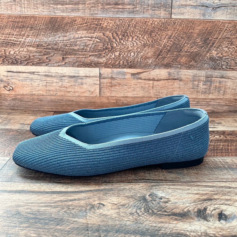 Vivaia Blue Margot 2.0 Square Toe Slip On V-Cut Flats Women's 42 US 10.5 Shoes - Picture 2 of 8
